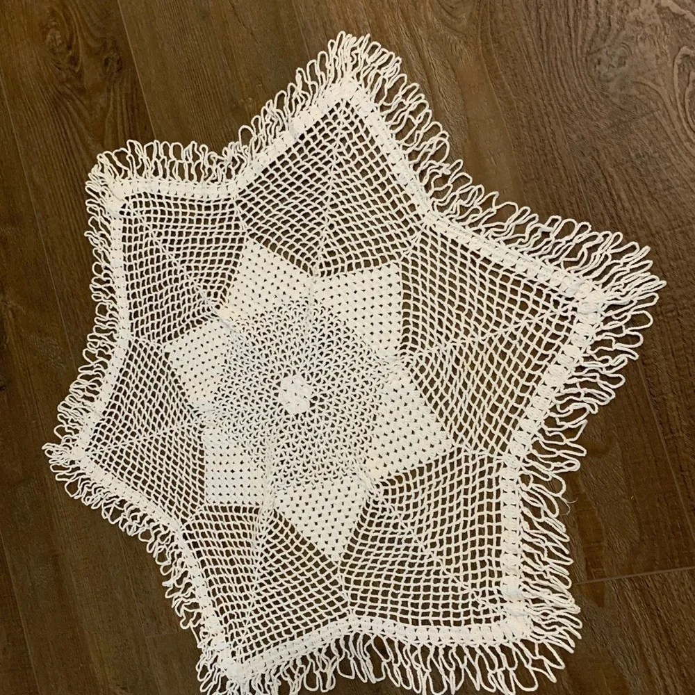 Cream Crochet Star Doily